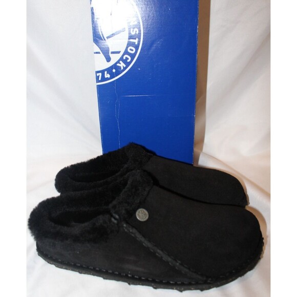 Birkenstock Women's Zermatt‎ Premium Shearling Slip On Sandals Clogs Black Sz 7 - Picture 1 of 5